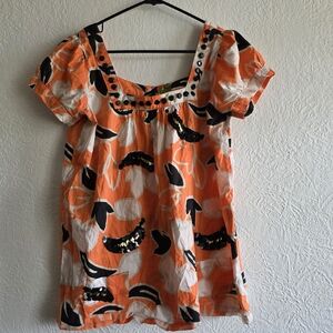 BB Dakota Orange and Black Blouse